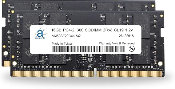 Adamanta 32GB (2x16GB) Compatible for HP Pavillion 17, ProDesk, ProOne, Workstation Z2, Zbook DDR4 2666MHz PC4-21300 SODIMM 2Rx8 CL19 1.2v Laptop Notebook Memory Module RAM Upgrade P/N: 3TK84AA