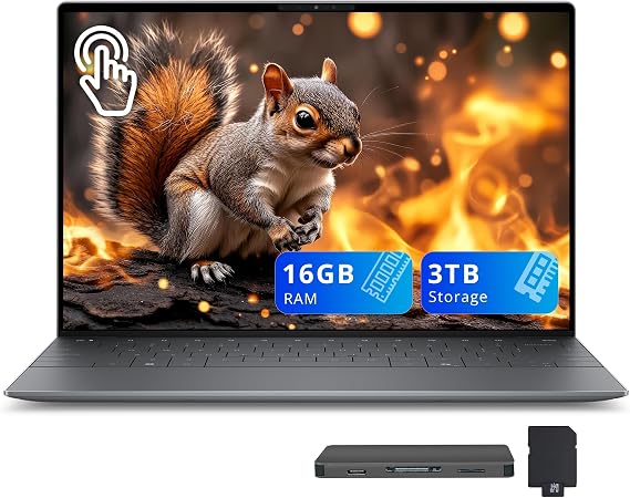 Dell XPS 13.4" 3K OLED Touchscreen Laptop, Snapdragon X Elite X1E-80, 16GB RAM, 3TB Storage (2TB SSD+1TB Docking Station Set), Copilot+ PC, Backlit Keyboard, Fingerprint Reader, Win 11, Graphite