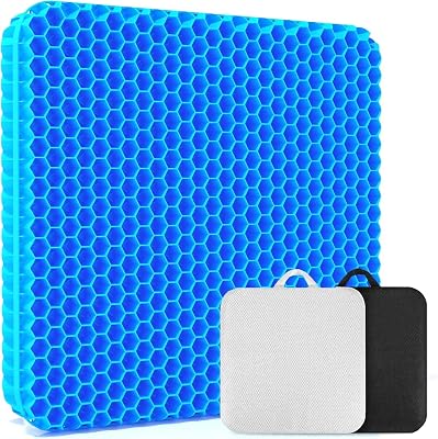 Extra-Large Gel Seat Cushion, Breathable Honeycomb Design Chair Cushions, Tailbone Pain Relief Egg Seat Cushion Butt Pillow, Chair Cushion for Office Chair Car Wheelchair Home Desk Chair
