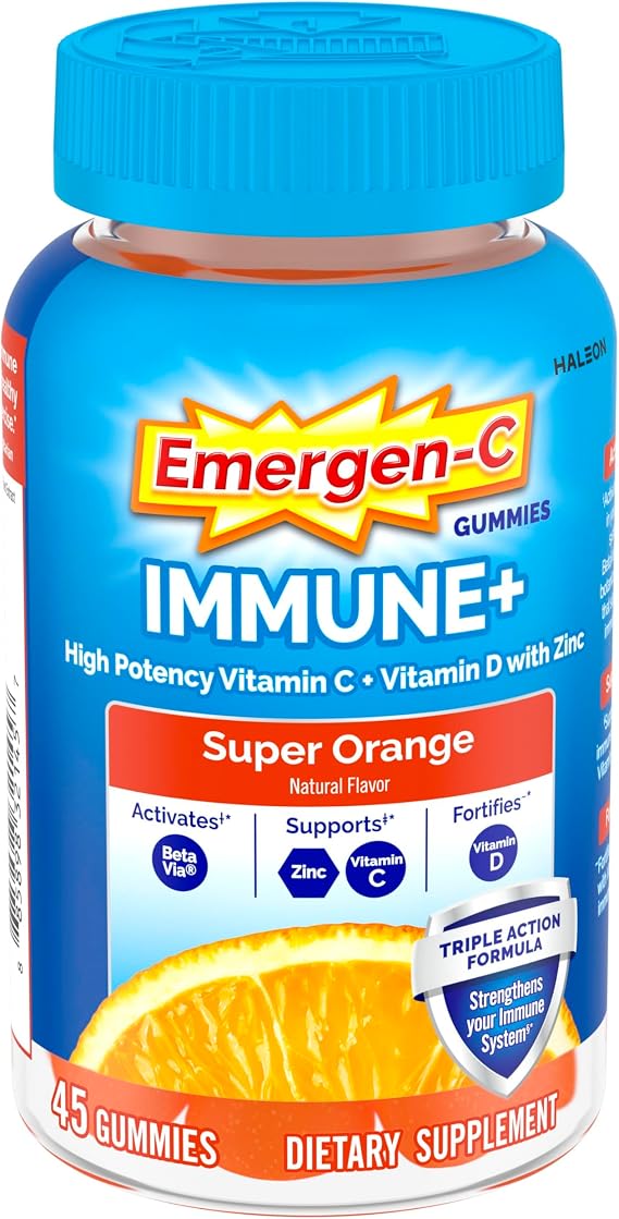 Emergen-C Vitamin C 750mg Immune Support Gummies, Orange, 45 Gummies