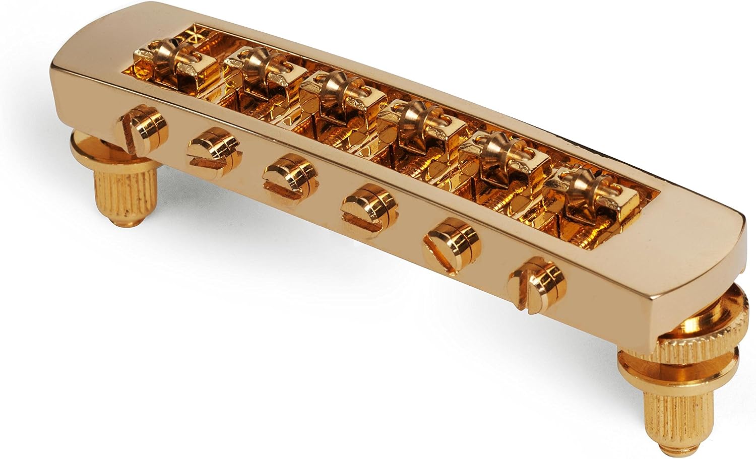 Golden Age Roller Bridge, Gold| Bigsby Vibrato Compatibility | Low-Friction Brass Saddles | Nashville T-O-M 12 Radius