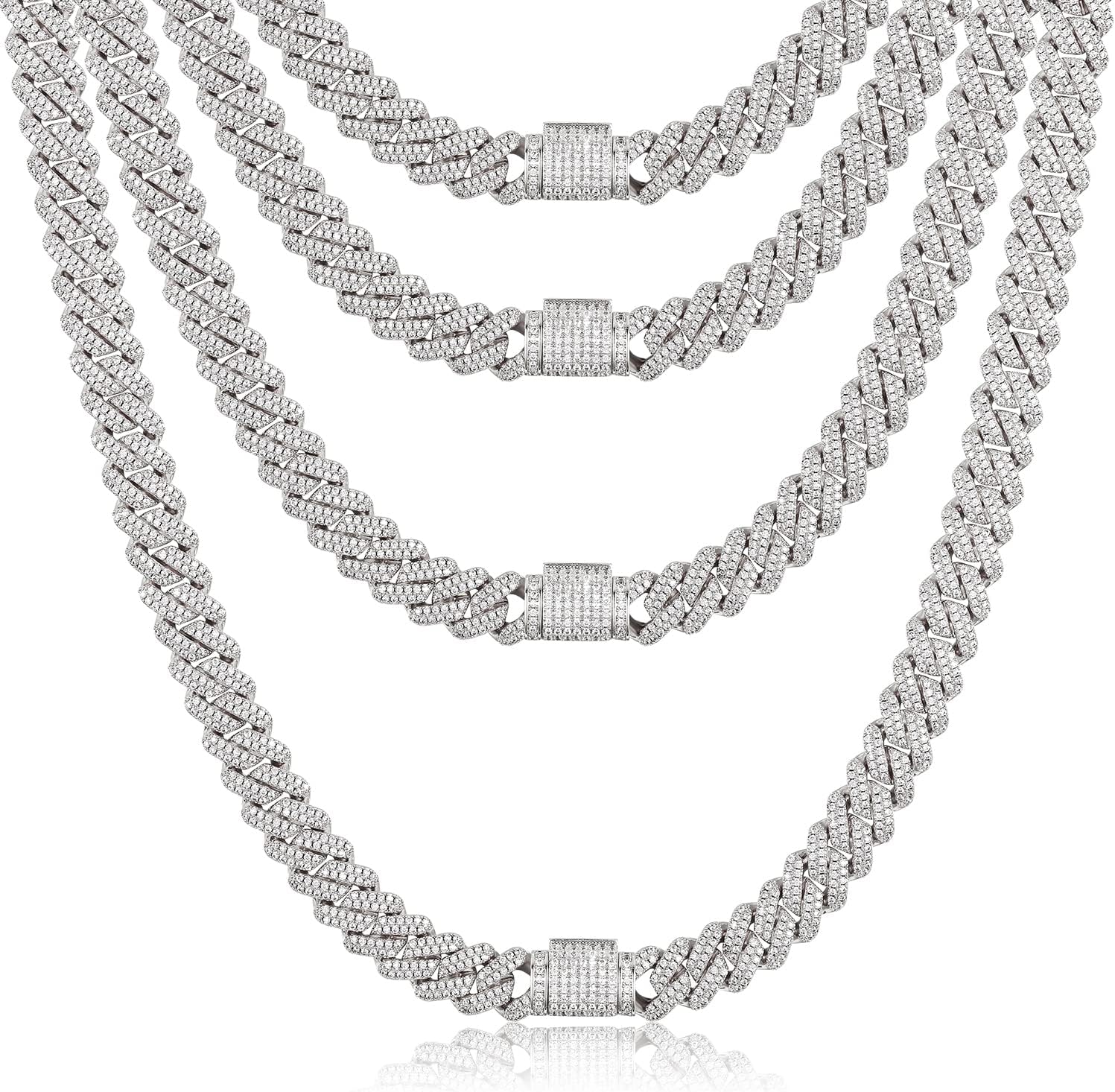YIMERAIRE Cuban Link Chain for Men Iced Out Silver Gold Miami Cuban Necklace Bling Diamond Cuban Link Chain Women 8MM 6MM 18K Gold Plated Hip Hop Jewelry with Gift Box