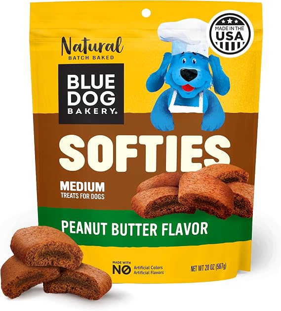 Blue Dog Bakery, Softies Peanut Butter Chewy, Medium Dog Treats 20oz 1pk