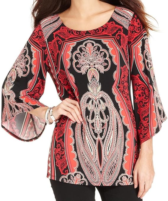 Printed Jacquard Top, in Regular and Petite