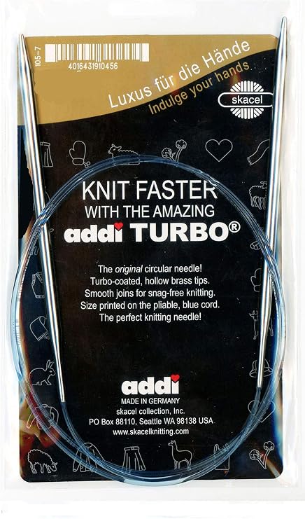 addi Knitting Needle Turbo Circular Skacel Blue Cord 24 inch (60cm) Size US 01 (2.5mm)