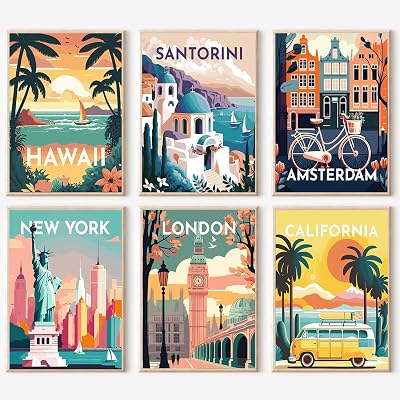 YALKIN 6 Packs Paint by Number Kits for Adults Beginners, DIY Oil Acrylic Painting by Number Kits on Canvas Without Frame, Adults Paint by Number for Home Wall Decor Gifts 20x30CM7.8x11.8IN