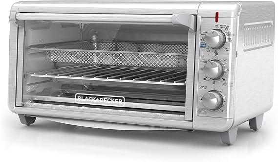 BLACK+DECKER XL 8-Slice Air Fry Toaster Oven, 5-in-1 | XL air fry oven fits a 9x13 pan or 12-inch pizza with bake, broil, toast and keep warm functions.