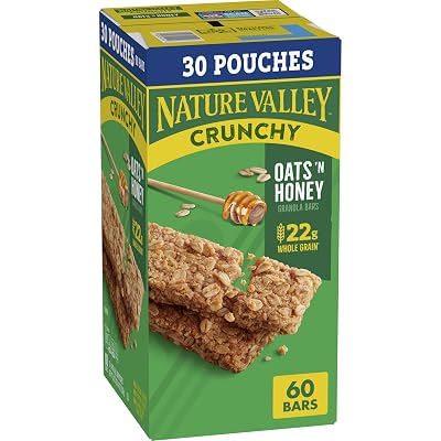 Nature Valley Crunchy Oats n Honey Granola Bars, 60 Bars, 44.7 OZ 30 Pouches