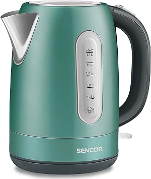 Sencor SWK1771GR 1.7L Stainless Steel Electric Kettle with Lid Safety Lock, Green