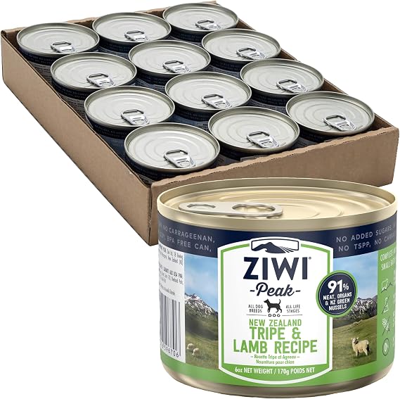 ZIWI Peak Dog Cans, Triple & Lamb, 6.0 oz 170 g x 12 Cans