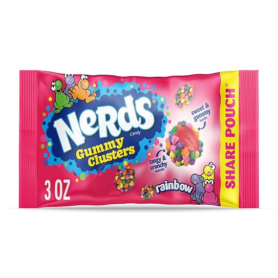 NERDS Gummy Clusters Rainbow Candy, Crunchy & Gummy, 3 oz