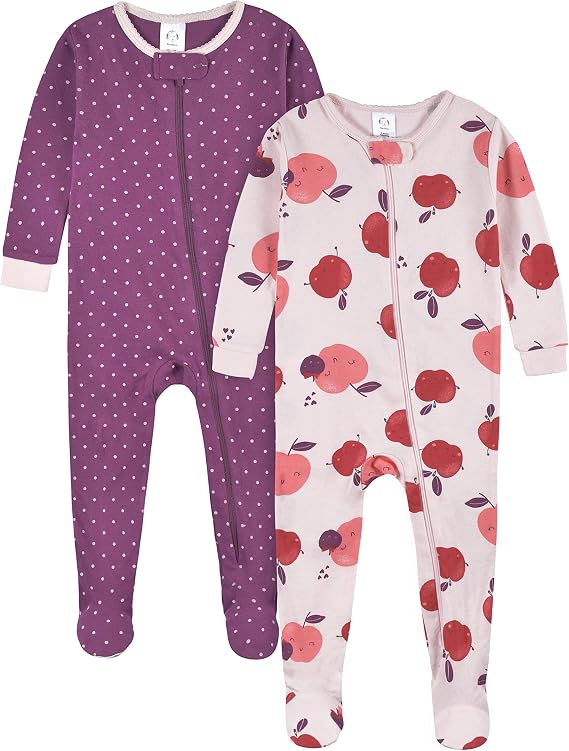Gerber Baby Girls 2-Pack Footed Pajamas