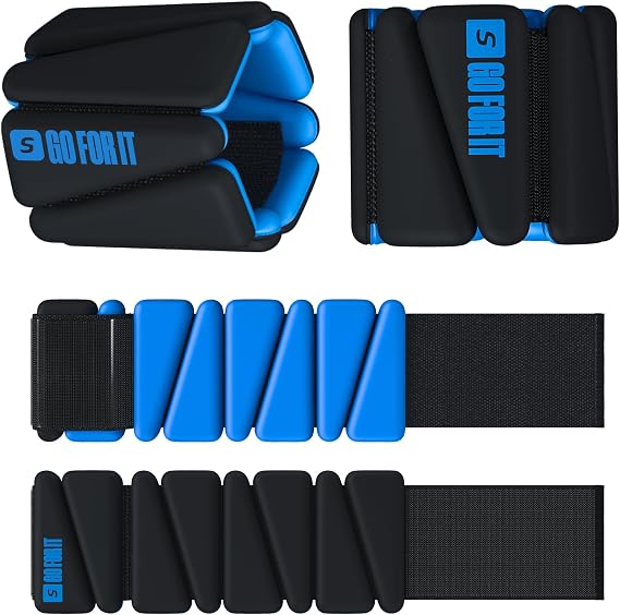 SPORTBIT Wrist and Ankle Weights for Women - Set of 2 (1lb Each) Wearable Ankle & Wrist Weights - Leg & Arm Bands, Silicone Weighted Bracelets for Workout, Walking, Running, Yoga, Pilates