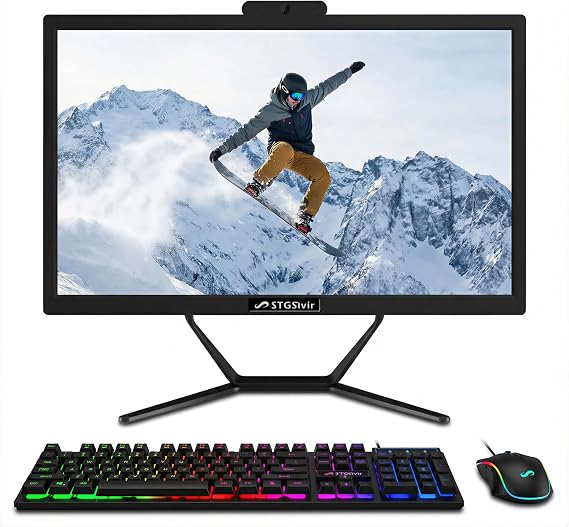 STGSivir All in One Computer PC,21.5" FHD Display,Core i7,16G RAM,512G SSD | All in One Desktop Computer,WiFi 5,BT,RGB Keyboard,Mouse,Webcam,HDMI,Win11 Home,AIO for Home,Office