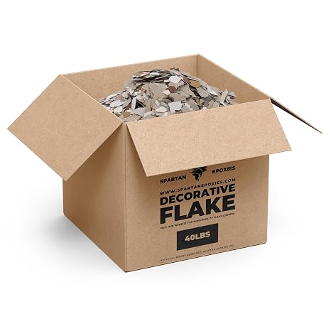 Epoxy Flake - 20lb and 40lb Boxes, Choose from 21 Blends Including Marble and Hybrid Flakes, USA Made, Ideal for Garages, Basements, Shops, and More (Creekbed, 40lb Box)