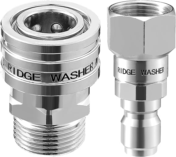 RIDGE WASHER Pressure Washer Swivel Adapter, M22 14mm to 3/8" Quick Connect | Stainless Steel, 2 Pack, Quick Disconnect for Power Washer Hose, 5000 PSI