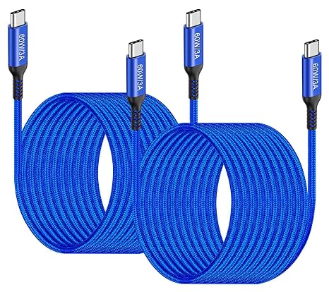 15ft USB C to USB C Cable Long [2 Pack], Awnuwuy 60W Type C Charger Super Fast Charging Cord Compatible with iPhone 15/15 Pro,iPad Pro Air 5th 4th, Samsung Galaxy S23/S22 Ultra/Note 20, Pixel 6 Pro 4a