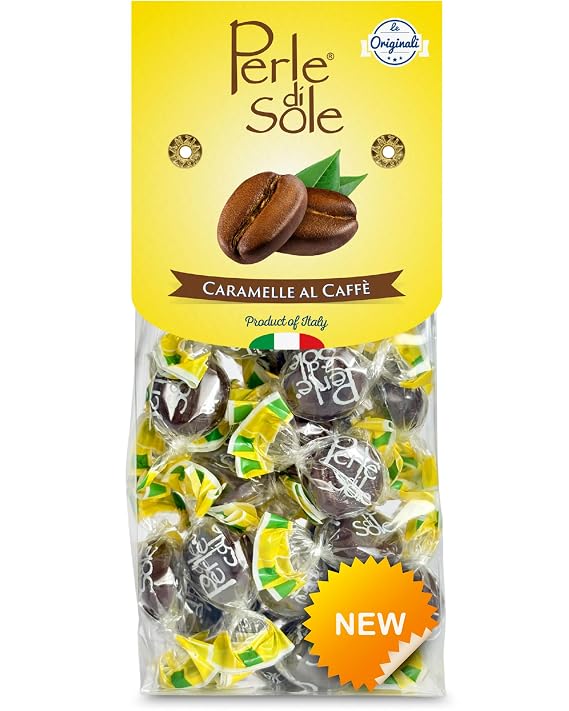 Perle di Sole Italian Coffee Candy - Hard Coffee Candy Individually Wrapped - Made in Italy Gourmet Hard Candies - Italian Candies - Amalfi Coast Gifts for Espresso Lovers - Caffe Flavored Treats