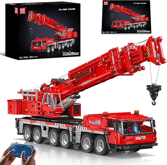 Mould King 17065 GMK Mobile Crane Building Kit,4566+ Pieces Remote-Control Engineering Truck Model with Motors Compatible STEM Construction Toy for Adults