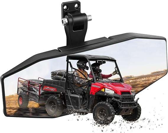 UTV Rear View Mirror for Polairs Ranger 500 570 900 XP 1000 XP/Crew Accessories, Tool Free Adjustable Convex Ranger Center Rear View Mirror, Wide View Direct Factory Tab Mount