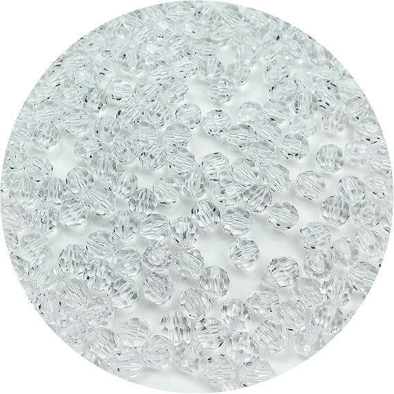 1000pcs 6mm Acrylic Round Crystal Beads Faceted Spacer Color Beads for Jewelry Making DIY Bead Bracelet Necklace Earrings(White)