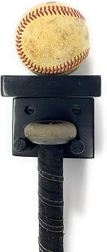 Baseball Softball Bat Rack Holds 1 Full Size Bat and Ball Black