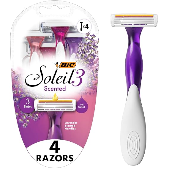 BIC Soleil 3 Scented Womens Disposable 3-Blade Razors, 4-Pack Set