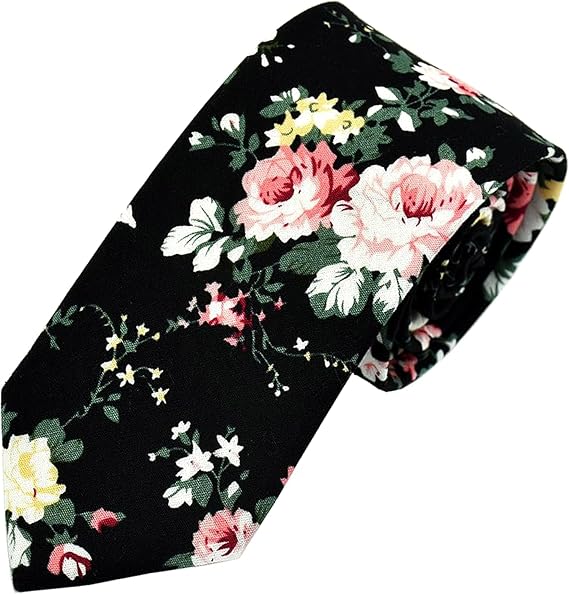 Men's Floral Tie Fashion Slim Skinny Neckties Causal Formal Occasion Wedding Business