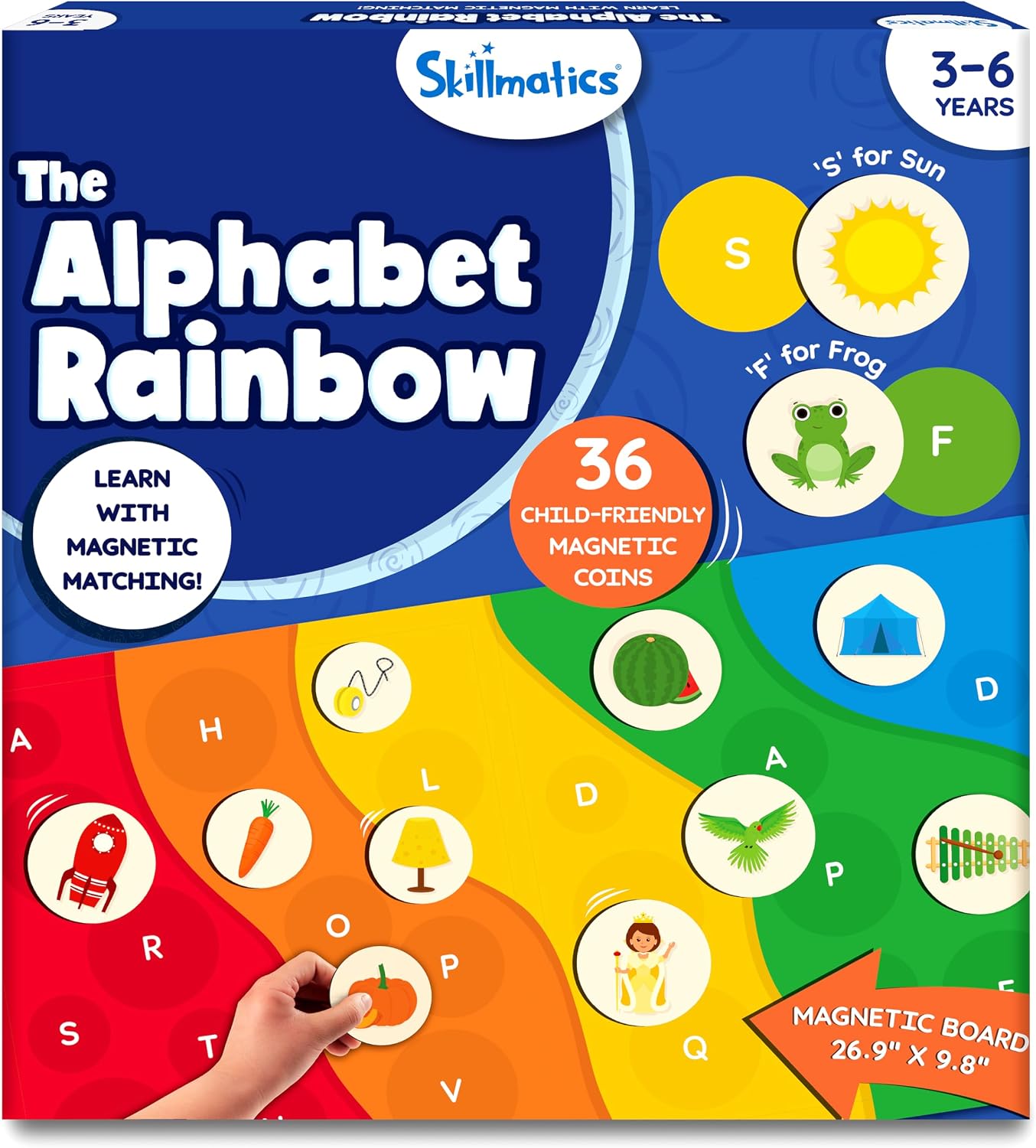 Skillmatics Magnetic Matching Activity - The Alphabet Rainbow, Preschool Learning Toy & Game for Kids, 35 Magnetic Pieces, Gifts for Girls & Boys Ages 3, 4, 5, 6
