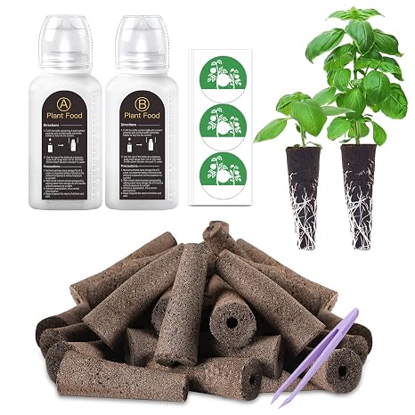 51 Pcs Grow Sponges and Plant Food Compatible with Aero Garden and All Brands - Seed Pods Lables and Indoor Plant Fertilizer for Z214 Indoor Garden Hydroponics Growing System