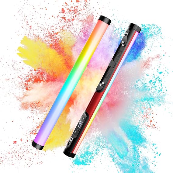 GVM Great Video Maker RGB Tube Light, BD25R 25W Wand with 300 Lamp Beads, 24'' Photography Lighting DMX/APP Bluetooth Mesh Networking, 2700-10000K Bar 12 Scene Effects, Studio Stick