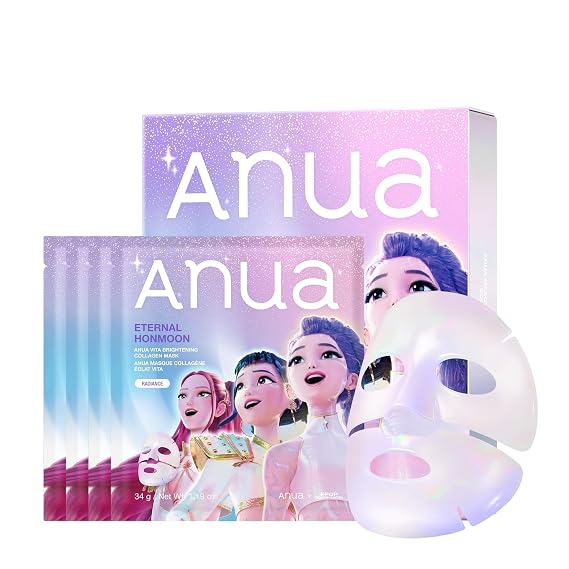 ANUA Vita Collagen Mask, Hydrogel Face Mask for Cooling & Skin Firmness, Dullness Care with Vitamin C, Radiant Glass Skin Effect, KPop Demon Hunters, Korean Skincare (4ea) | Hydrogel Face Mask for Cooling & Skin Firmness, Dullness Care with Vitamin C, Radiant Glass Skin Effect, Kpop Demon Hunters