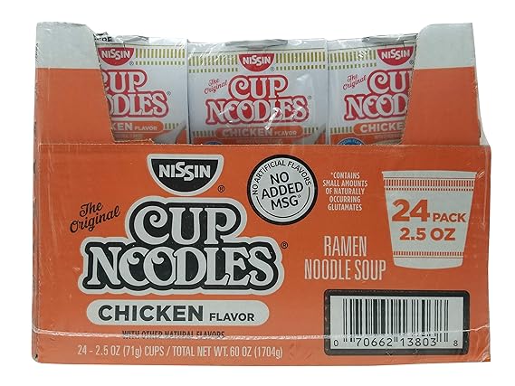 Nissin 827961 Cup Noodles, Chicken, 2.5 oz Cup, 24 per Carton