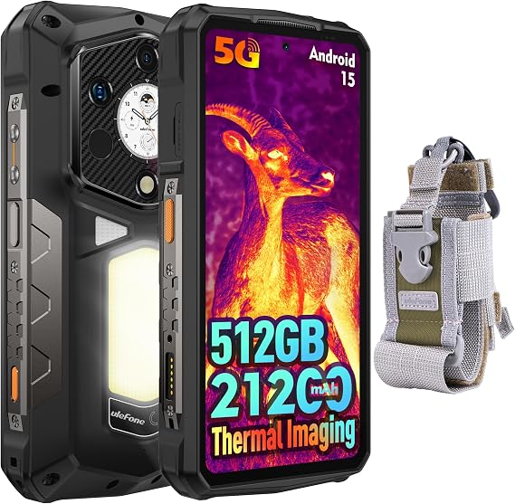 Ulefone Armor 29 Pro Thermal, 5G AI Rugged Phone, 32GB+512GB/2TB, MTK Dimensity 7400, 6.67" AMLOED Dual Screen, 64MP+50MP+50MP Real Camera, 21200mAh/120W, 1000LM LED Light, Widevine L1, Android 15