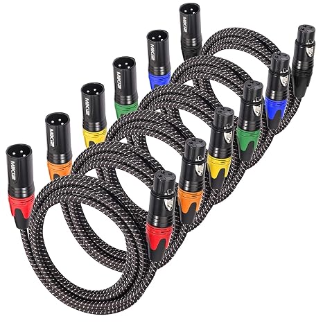XLR Cables for Microphone 25ft 6 Pack, Premium XLR Patch Cable Braided | Premium Balanced 3-Pin XLR Male to Female Patch Cables Dual Shielded for Mic DJ Recording, Noiseless, 22 AWG