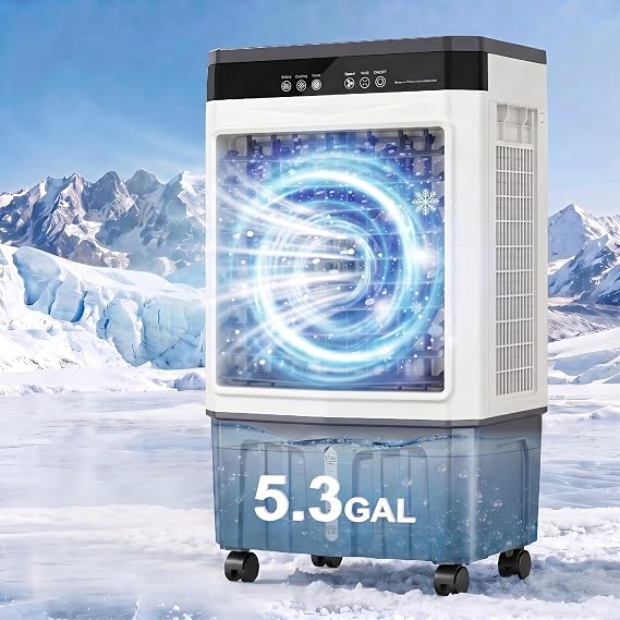 Auertech 5.3 Gal Evaporative Air Cooler, 1800 CFM Portable Swamp Cooler