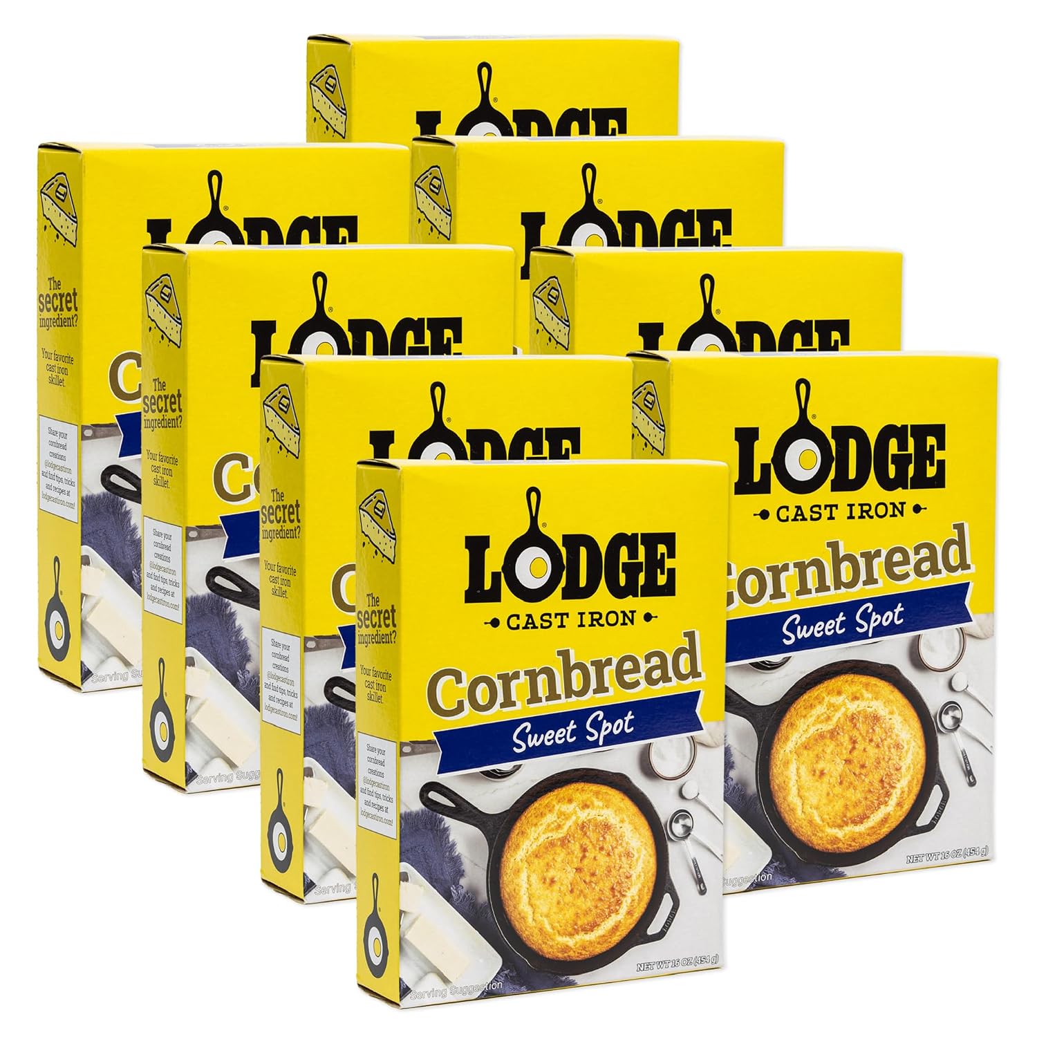 Lodge Cast Iron Skillet Cornbread - Pair with Cast Iron Skillet, Wedge Pan, Cornstick Pan or Muffin Pan, Quality Ingredients 8 Pack - Sweet Spot