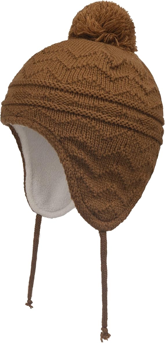 Connectyle Toddler Boys Girls Beanie Hat Fleece Lined Knit Kids Hat with Ear Flaps Warm Winter Hat Acrylic Watch Hat