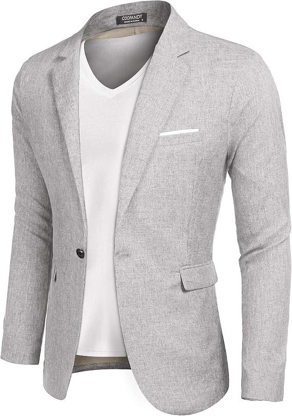 COOFANDY Men's Blazer Casual Sport Coats Slim Fit Lightweight Sports Jacket | One Button Suit Jacket,Linen Blazer,Plaid Blazer, Shoulder Pads