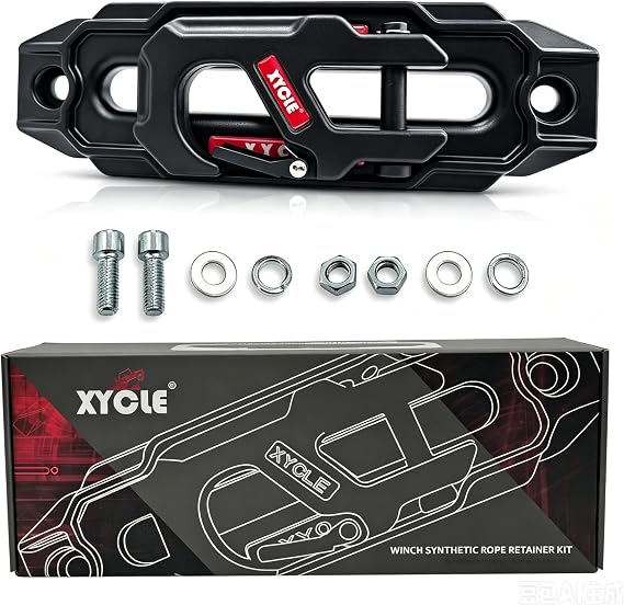 10 Synthetic Rope Winch Fairlead with Tow Hook, Black | Aluminum Hawse Fairlead for 10,000-20,000 lb Winches, Forged Hook for Jeep, SUV, Truck & Trailer Off-Road Recovery