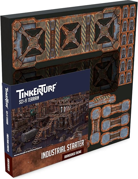 TinkerTurf Sci-Fi Terrain: Industrial Starter Set, Abandoned Theme, Sturdy, Affordable, Great-Looking Full-Color Terrain, Quick and Easy to Assemble, Virtually Limitless Setups