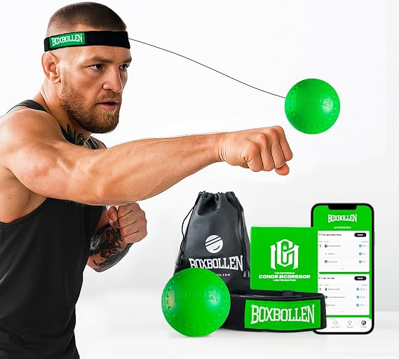 Boxbollen Boxing Reflex Ball - The Notorious Conor McGregor Limited Edition - App-Connected Punch Counter - Reaction Ball for Hand Eye Coordination Training - Gift for Boxer Athlete, All Ages - Green