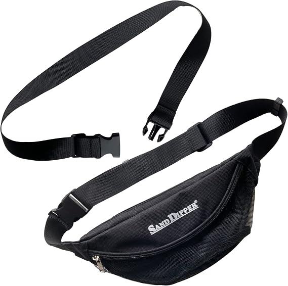 Sand Dipper Fanny Pack Black Mesh and Extended Length Strap to wear Crossbody Style