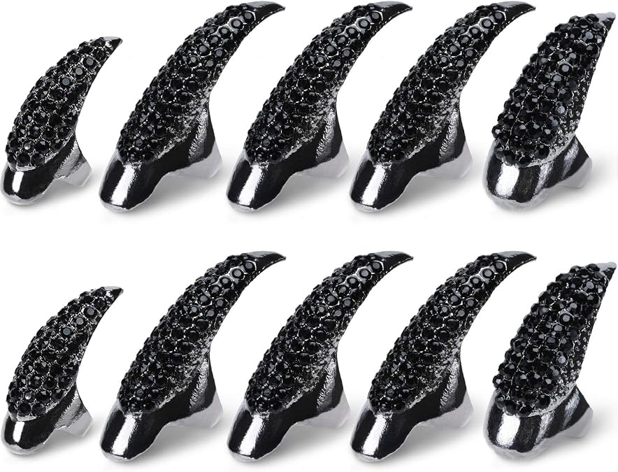 Hicarer 10 Pcs Halloween Nail Claw Ring Costume Claws
