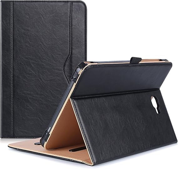 ProCase Leather Case for Galaxy Tab A 10.1 2016(NO S Pen Version) -Black | Stand Folio Cover for Galaxy Tab A 10.1" Tablet(SM-T580 T585 T587) with Multiple Viewing Angles Card Pocket