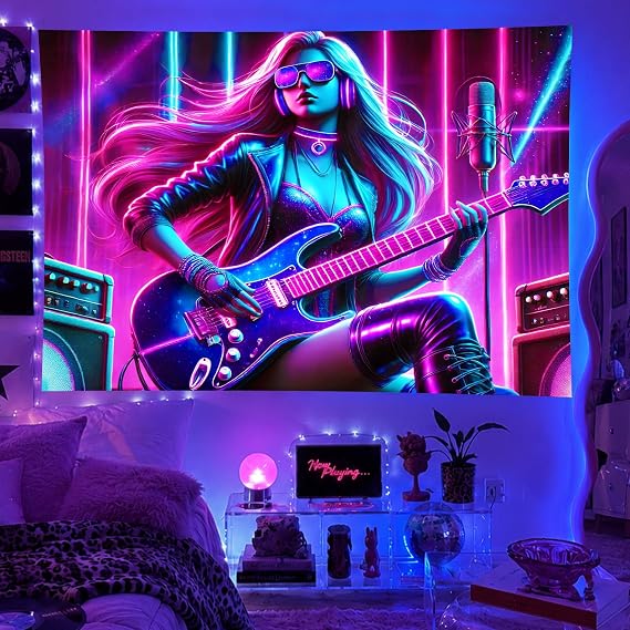 BlissYard Blacklight Anime Tapestry 78x59 Inch Cool Wall Decor