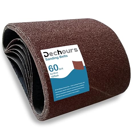 8" x 19" Sanding Belts 60 Grit, 10 Pack Aluminum Oxide Drum Sander Sandpaper for EZ-8, Intermediate Cut for Hardwood Floor Refinishing & Woodworking