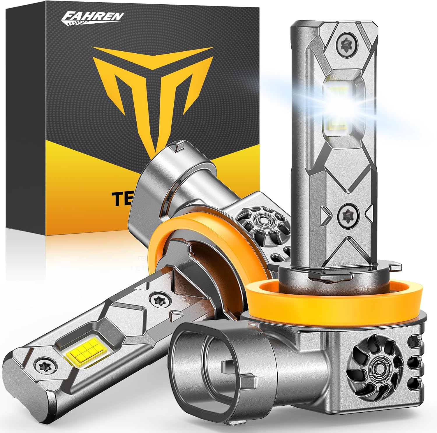 FAHREN 2025 Upgraded H11 Bulbs, 46000LM [Latest & Brightest] True 1:1 Size Perfect Beam Pattern H9 H8 Fog Bulbs, 6500K Cool White, 70000Hrs Lifespan, Pack of 2