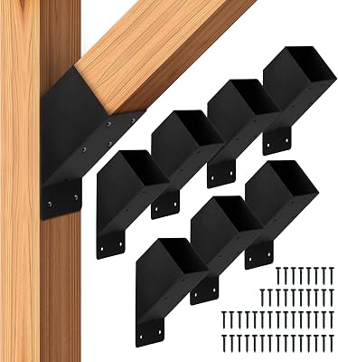 Iron Forge Tools 4x4 Pergola Brackets - 8 Pack Powdercoated Steel Corner Pergola Kit - 45 Degree Angle Bracket Angle Brace for DIY Installation - Hardware Kit and Accessories, Roof Gazebo Kits