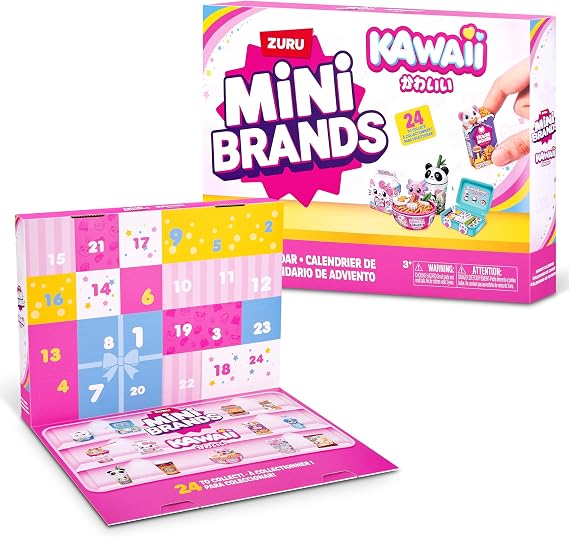 Mini Brands Kawaii Advent Calendar by ZURU, Collectible Seaonal Toys for Girls